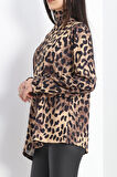 Asimetrik Kesim Uzun Kollu Bluz Leopar - 20940.1256.
