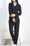 Süet Pijama Takımı Siyahbeyaz - 40003.1049.