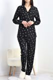 Süet Pijama Takımı Siyahbeyaz - 40003.1049.