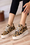Granes Kadın Leopar Gizli Topuk Sneaker