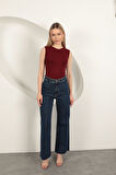 Çilek Viskon Kumaş Basic Bluz-Bordo