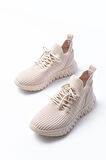 DM-501 Bej Bağcıklı Failon Taban Günlük Spor Ayakkabı