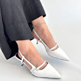 Darina Beyaz Cilt Topuklu Ayakkabı