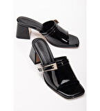 Ziva Siyah Rugan Topuklu Terlik