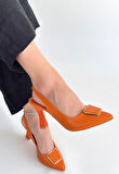 Pıert Turuncu Cilt Topuklu Ayakkabı