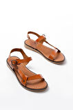 205-090 Taba  Hakiki Deri Tokalı Kadın Sandalet