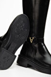 Kadın Siyah Cilt Toka Detaylı Çizme