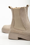 Kadın Lastikli Günlük Bej Süet Kalın Tabanlı Bot