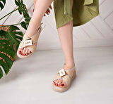 Cate Bej Hasır Cilt Sandalet