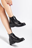 Siyah Yanki Bağcıklı Fermuarlı Günlük Kadın Bot