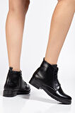 Siyah Yanki Bağcıklı Fermuarlı Günlük Kadın Bot