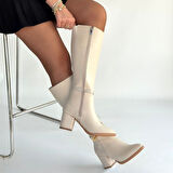 Jeoli Bej Cilt Topuklu Çizme