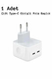 35w Çift Girişli Type-C Priz Başlık + 2 Adet Şarj Kablo Seti İphone/Samsung/Xiamoi/Huawei