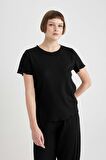 DeFacto Regular Fit Bisiklet Yaka Casual Kısa Kollu Pijama Üstü-Fall in Love B6701AX24SPBK81