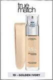 L'Oréal Paris True Match Bakım Yapan Fondöten 1D GOLDEN IVORY