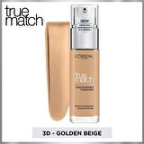 L'Oréal Paris True Match Bakım Yapan Fondöten - 3W Sıcak Alt Ton