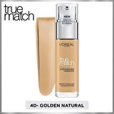 L'Oréal Paris True Match Bakım Yapan Fondöten - 4W Sıcak Alt Ton