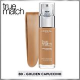 L'Oréal Paris True Match Bakım Yapan Fondöten 8D GOLDEN CAPPUCCINO