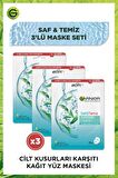 Garnier Saf&temiz Cilt Kusurları Karşıtı Kağıt Yüz Maskesi 3'lü Set