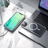 Coofbe 2MM Kompozit PC Şeffaf Manyetik Magsafe Uyumlu iPhone 14 Kılıf Sararmaz Full Koruma
