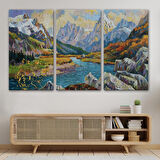 Kafkas Dağları Manzaralı Yağlıboya Görünüm Dekoratif Kanvas Duvar Tablosu-3603