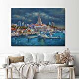 Soçhi Limanı Rusya Yağlıboya Görünüm Dekoratif Kanvas Duvar Tablosu-3604