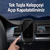 Coofbe Super Şarj 15W Dikey Yatay Kullanım Çift Bobinli Kablosuz Araç Şarjı Araç İçi Telefon Tutucu