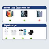 Coofbe Led Işıklı Magsafe Uyum 15W 2İN1 Masaüstü Şarj Standı Saat Şarj İphone 12 13 14 Pro Max Şarj