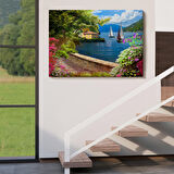 Denize Açılan Çiçekli Yol Duvar Tablosu-3606