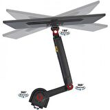 Coofbe Amortisörlü Yükseklik Ayarlı 22"-32" Monitör Tutucu Çift Kol Monitör Standı Masa Klipsli Stand