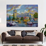 Soçhi Tren İstasyonu Yağlıboya Görünüm Dekoratif Kanvas Duvar Tablosu-3610