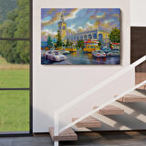 Soçhi Tren İstasyonu Yağlıboya Görünüm Dekoratif Kanvas Duvar Tablosu-3610