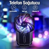Coofbe Super Soğutucu RGB Işıklı 700mAh Şarjlı Telefon Soğutucu Fanı Ayarlanabilir Hız 6000 Devir