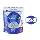 Turkishcare Hepsi 1 Arada 40 lı Bulaşık Makinası Tableti x 3 Paket (120 Tablet)