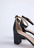 Lauren Ralph Lauren Deri Siyah Kadın Topuklu Sandalet 802927949001