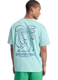 Quiksilver CURVE PALM Mavi Bisiklet Yaka Baskılı Erkek T-Shirt