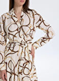 Lauren Ralph Lauren Gömlek Yaka Beyaz Midi Kadın Elbise ROWELLA-LONG SLEEVE-DAY DRESS