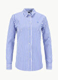 Lauren Ralph Lauren Standart Gömlek Yaka Çizgili Mavi - Beyaz Kadın Gömlek 200970765
