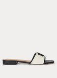 Lauren Ralph Lauren Krem - Siyah Kadın Deri Terlik 802P04395004