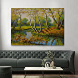 Nehir Manzaralı Yağlıboya Görünüm Dekoratif Kanvas Duvar Tablosu-3617