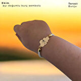 Terazi Burçlarına Özel Bulut Motifli 14 Ayar Altın Plakalı İpek Örgülü Hediye Bileklik-362burç-beyaz