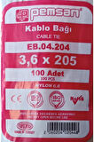 3.6X205 Plastik Cırt Kelepçe Kablo Bağı BEYAZ 100'Lu Paket Pemsan