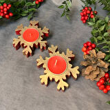 Uretti - Funda 1603 - El Yapımı Noel Baba Biblosu Ve İkili  Kar Tanesi  Mumluk Dekoratif Obje Seti