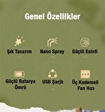Coofbe Ayarlanabilir 3 Kademeli Şarjlı Taşınabilir Masaüstü Vantilatör Fan Mini Klima Soğutucu Fan