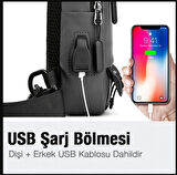 Ally USB Şarj Girişli Çok Fonksiyonlu Su Geçirmez Erkek Bel ve Sırt Çantası
