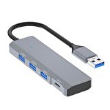 Coofbe 4in1 USB3.0 Hub Type-C Dönüştürücü Çoğaltıcı USB to Typce Dönüştürücü USB Çoğaltıcı Adaptör