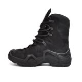 Scooter P 1490 Yuvarlak Burun Kısa Topuk Bağcıklı Su Geçirmez Outdoor Siyah Kar Botu Nubuk