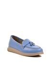 Ayakmod 23164 Bebe-Mavisi Hakiki Deri Kadın Loafer Ayakkabı