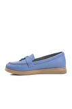 Ayakmod 23164 Bebe-Mavisi Hakiki Deri Kadın Loafer Ayakkabı