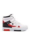 Pepino 1563-F Beyaz-Siyah-Kırmızı Cırtlı Çocuk Hi Sneaker